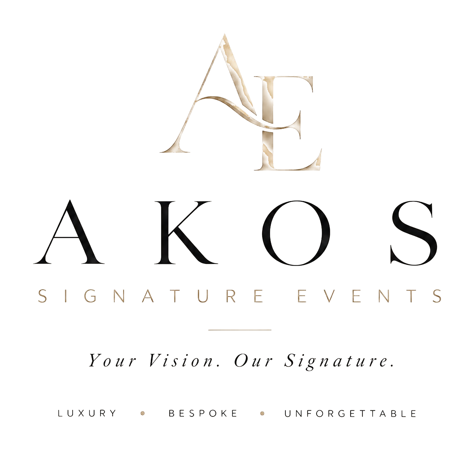 AKOS Signature Events — luxury event styling and decor logo